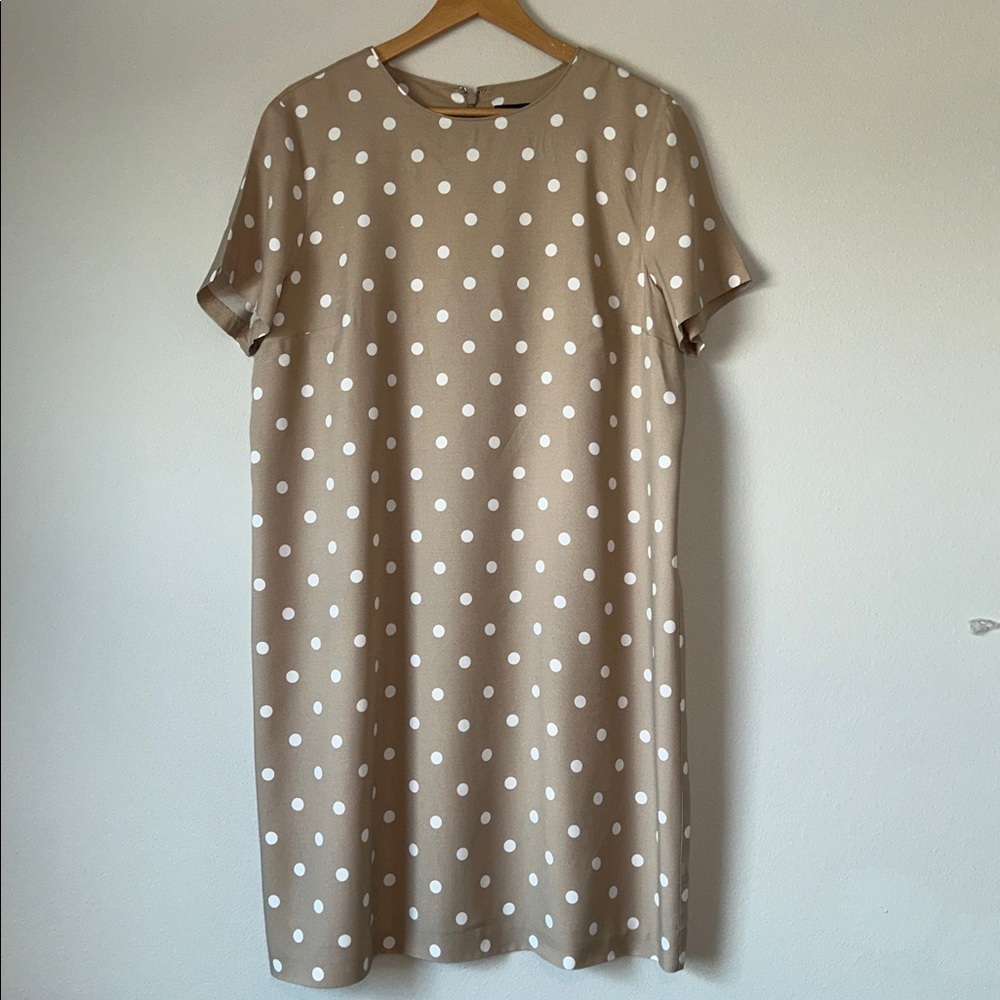 Ann Taylor Tan Dress with White Dots